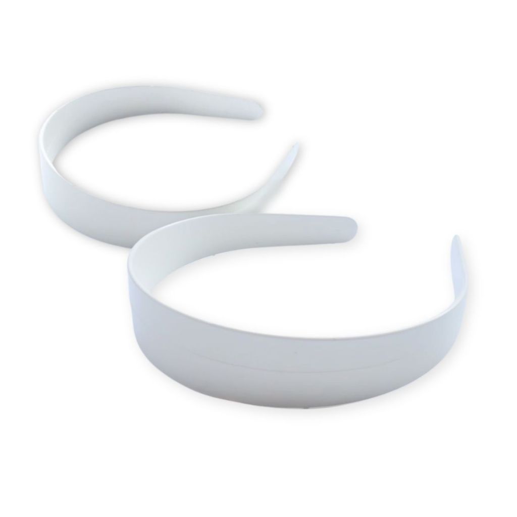 Kit 48 Tiara Arco Arquinho Plástico Forrar/Encapar/Costumizar F Larga Branca - 30mm / 3cm