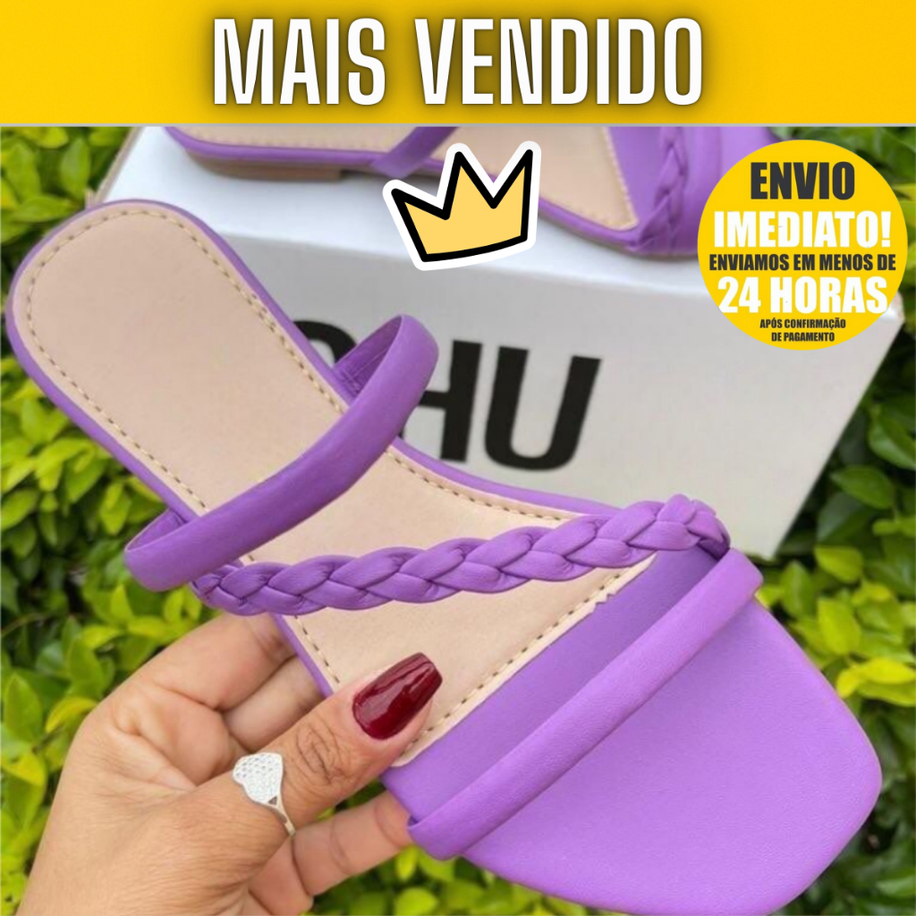 Rasteira Feminina: Tamanhos do 34 ao 39 - Linda, Confortável e Estilosa com 2 Tiras Lisas