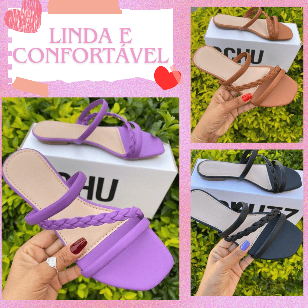 Sandália Rasteira Feminina Do 34 ao 39 Linda Confortável Estilosa 2 Tiras Lisas Confortável Delicada em Oferta na Shopee