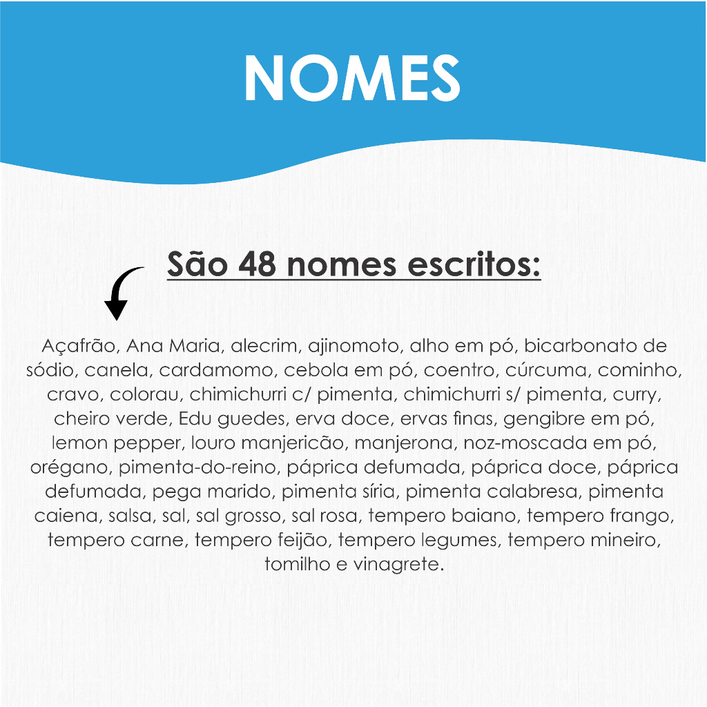 Kit 48 Adesivos Para Temperos Condimentos 3x3cm Organizadores De Potes Para Cozinha — imagem 2 de 2