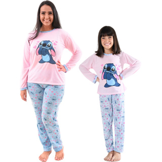 2 Pijamas Inverno Longo Mãe E Filha Manga Longa e Calça Desenho Divertido em Oferta na Shopee