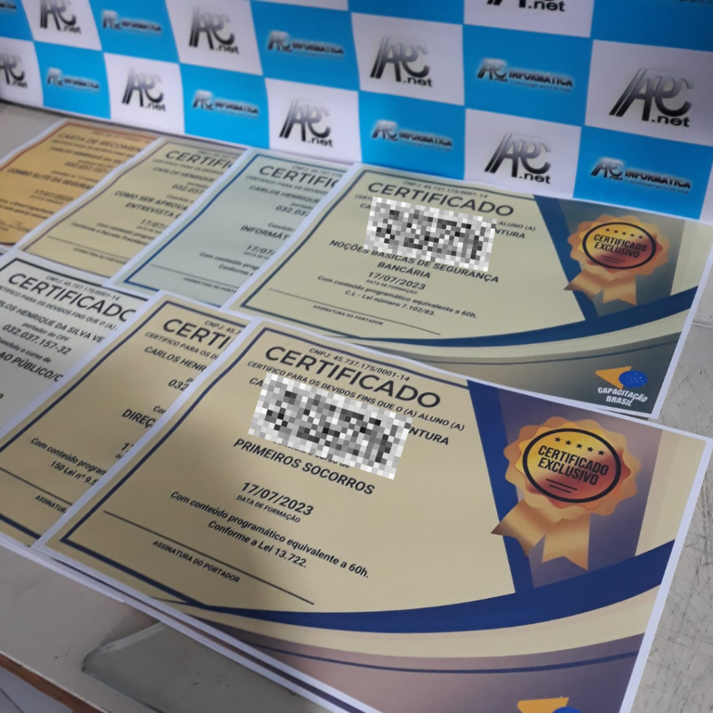 Impressões de certificado / Diploma conclusão de curso colorido A4 | 10 Impressões só frente em Oferta na Shopee