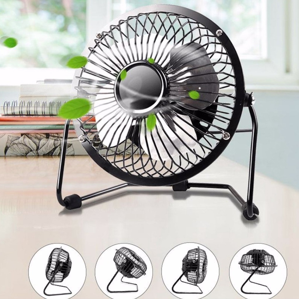 Ventilador de Mesa  Premium USB Mini com 4 Pás de Metal Potente e Silencioso