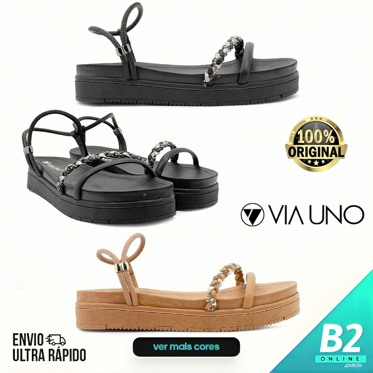 Sandália Papete Via Uno Tiras Feminina Original Com Nota Fiscal e Garantia