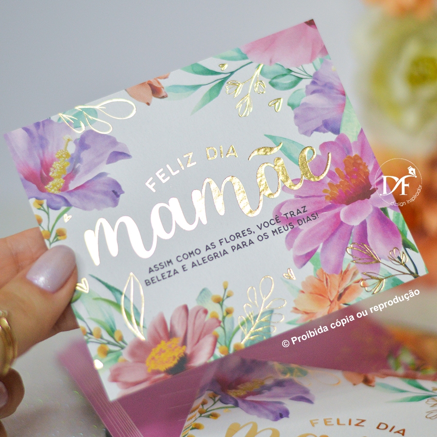 10, 25 Postais Dia das Mães | Flores - com Hotstamping - Cartões para presentes ou encomendas em Oferta na Shopee