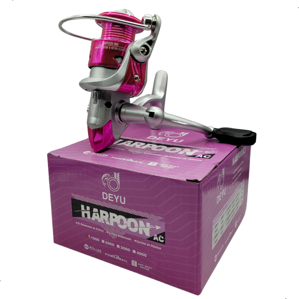 Molinete Rosa De Pesca 3 Rolamentos Harpoon 1000 Deyu
