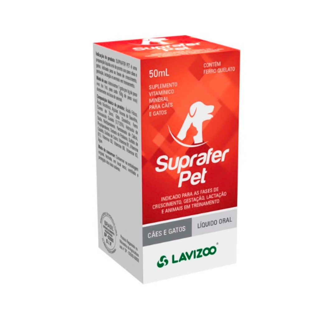 Suprafer Pet 50ml Suplemento De Ferro Para Cães/gatos - Pets