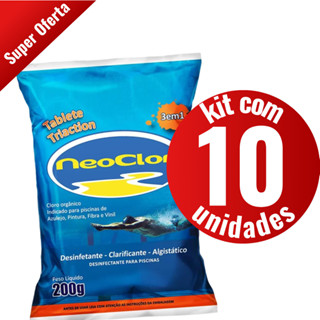 Kit 10 Pastilhas de Cloro Clarificante Neoclor Tablete Triaction 200g em Oferta na Shopee