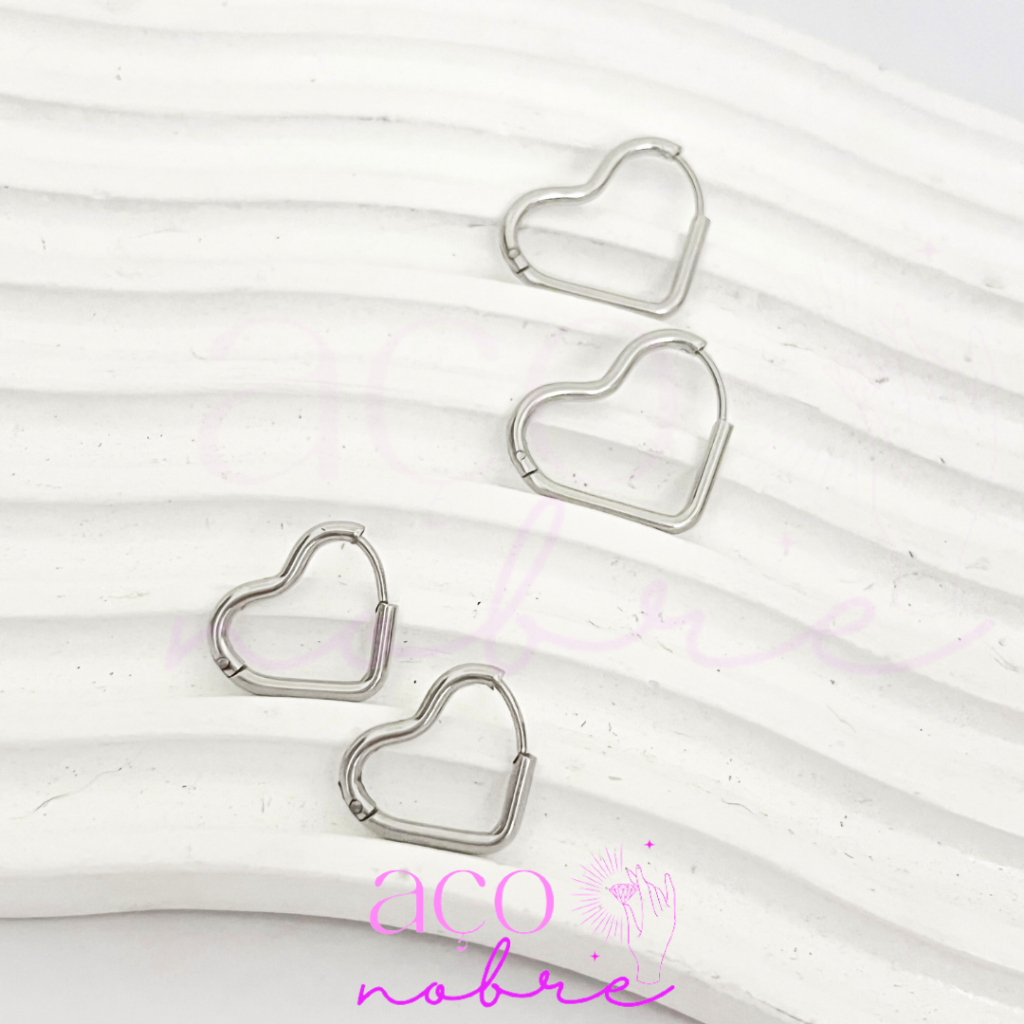 Argola Click Coração Aço inoxidável Argolas De Corações Que Não Escurecem em Oferta na Shopee