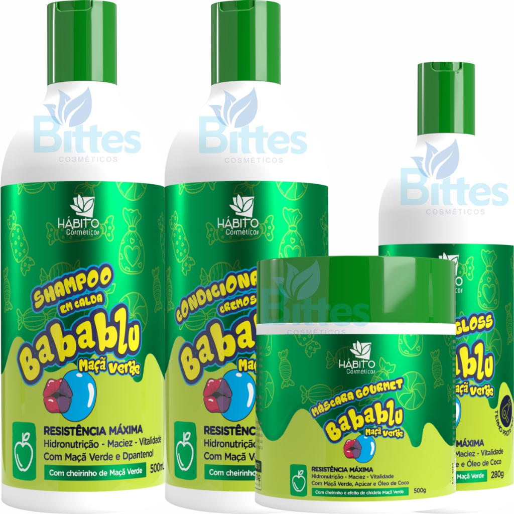 KIT HIDRATAÇÃO HÁBITO MAÇA VERDE CHEIRO DE MAÇÃ VERDE HIDRATAÇÃO CAPILAR