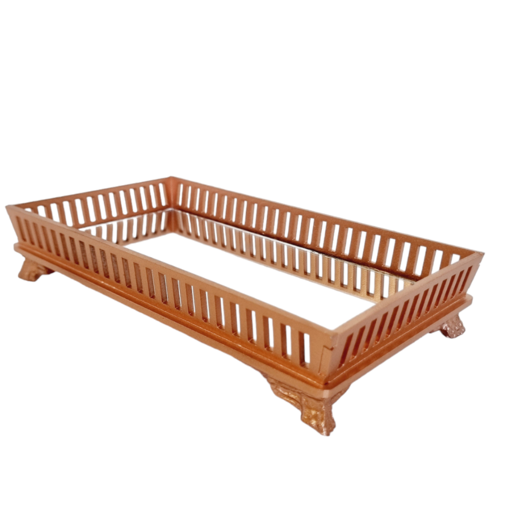 Bandeja decoração Espelhada Retangular Rose Gold 21,5x12x4,5 - Lavabo, Recepção - MGM