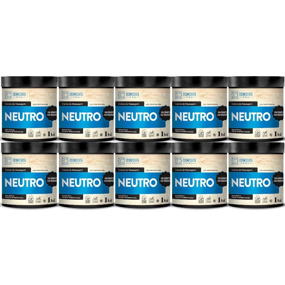 Creme de Massagem Neutro 1kg Cosmeceuta 10 Unidades
