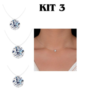 kit 3 Colares Ponto de Luz Gargantilha Pingo de Luz Bijuteria cor Cristal em Oferta na Shopee