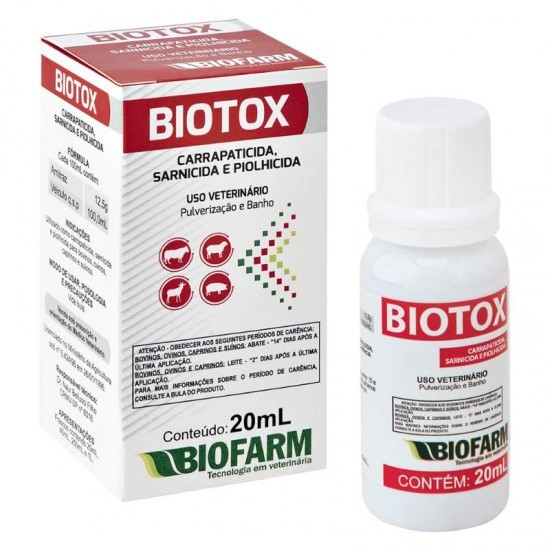 Biotox Carrapaticida, Sarnicida e Piolhicida Biofarm 20 mL