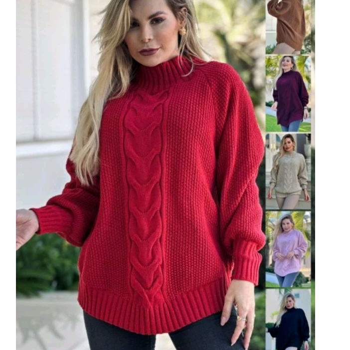 Blusa PLUS SIZE poncho blusão lã 48 a 54 tricot tricô LANÇAMENTO