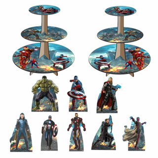 Vingadores Kit 2 Baleiros + 8 totens decorativos de mesa kit decoração de festa infantil em Oferta na Shopee