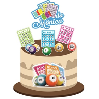 Topo De Bolo Personalizado Com Nome E Idade -  Bingo em Oferta na Shopee