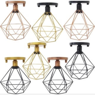 Lustre Teto Plafon Industrial Aramado Diamante Retrô Luminária Sobrepor Vintage Envio Rápido!!!!! em Oferta na Shopee