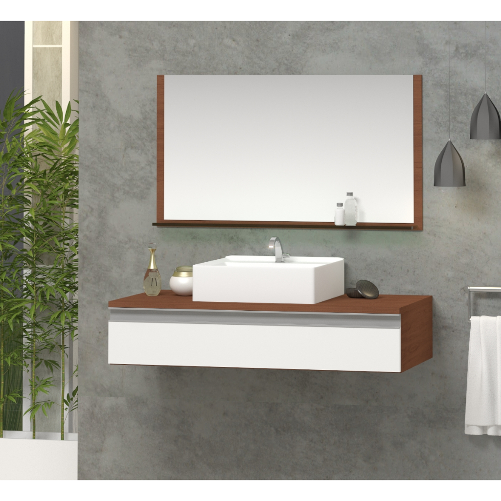 Conjunto safira MDF 80cm gabinete banheiro com cuba e espelheira (com espelho) em Oferta na Shopee
