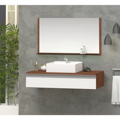 Conjunto safira MDF 80cm gabinete banheiro com cuba e espelheira (com espelho)