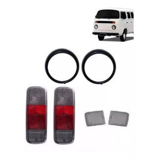 Kit Par Lente Lanterna Traseira Par Lente Pisca Seta Fume E Par Aro Preto Farol Kombi 76 em Diante em Oferta na Shopee