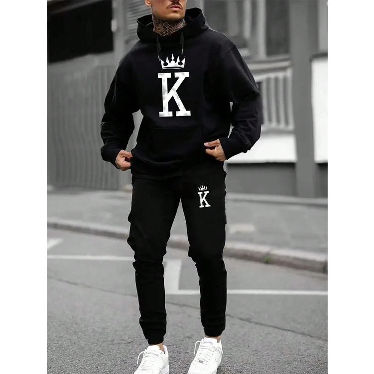 Conjunto Moletom Canguru Estampado + Calça De Moletom King Inverno Flanelado Premium