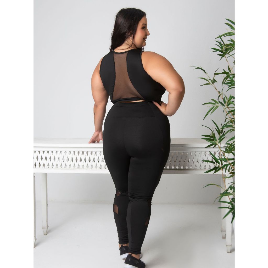 Conjunto Plus Size Detalhe em Vivo (Calça + Top) 11062/11066 em Oferta na Shopee