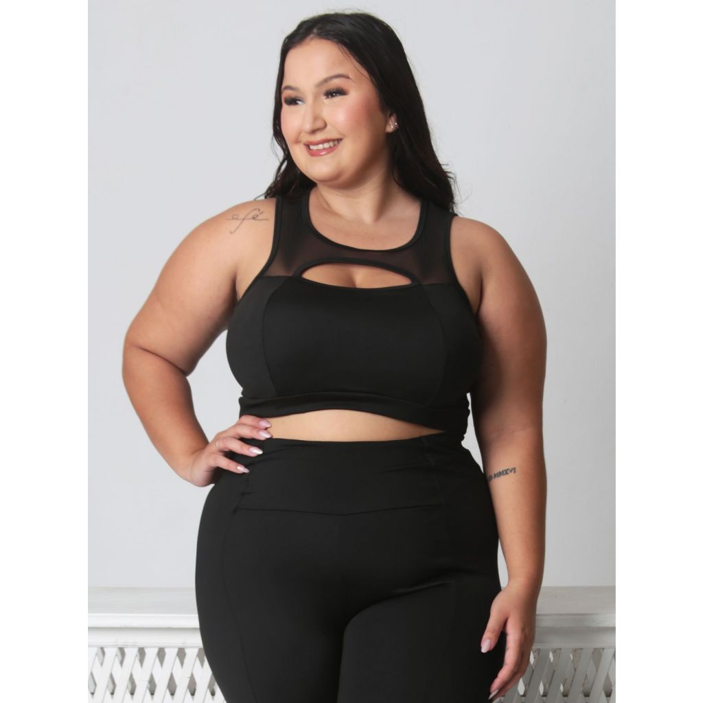 Top Feminino Fitness Plus size com bojo 11062 em Oferta na Shopee