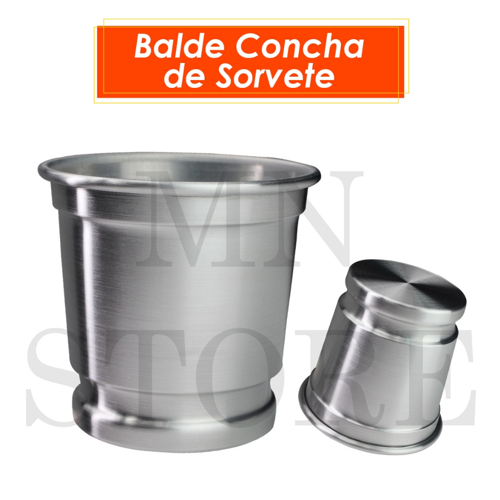 Balde Para Concha Colher Sorvete Alumínio 13x13x10 Cm em Oferta na Shopee