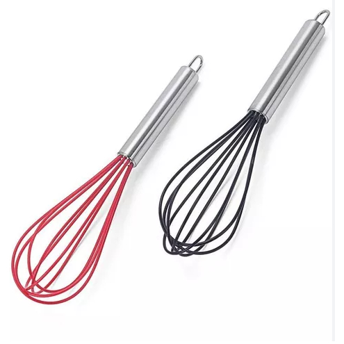Kit 2 Batedor De Ovos Clara Neve fue Fouet Silicone Cozinha Massa Clink