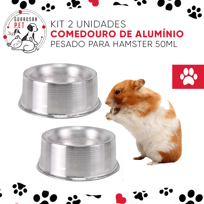 Kit 2un Comedouro Bebedouro de Aluminio Pesado - Hamster, Porquinho da India, Roedores 50ml em Oferta na Shopee