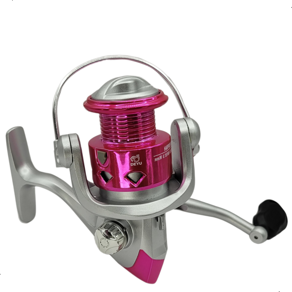 Detalhes do Molinete Rosa De Pesca 3 Rolamentos Harpoon 1000 Deyu