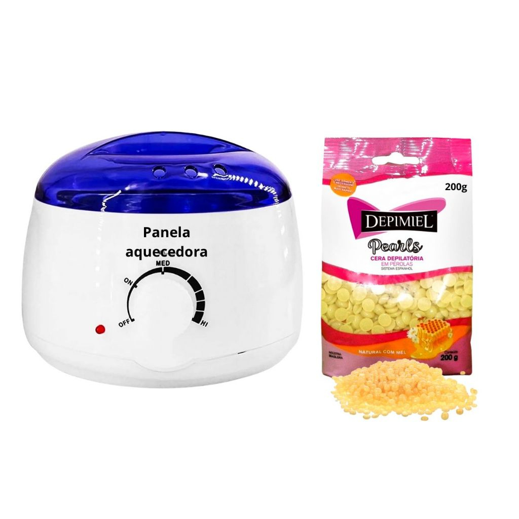 Panela Elétrica Aquecedora Cera Aloe Vera ou Mel Perolizada Quente Cera Depimiel 200g
