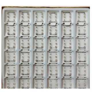 Kit 108 Pares de Brincos strass antialérgico /silicone prateado colorido em Oferta na Shopee