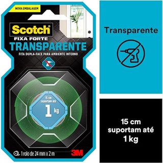 Fita Dupla Face Transp. Fixa Forte 24mmx2m 3m Scotch 1kg em Oferta na Shopee