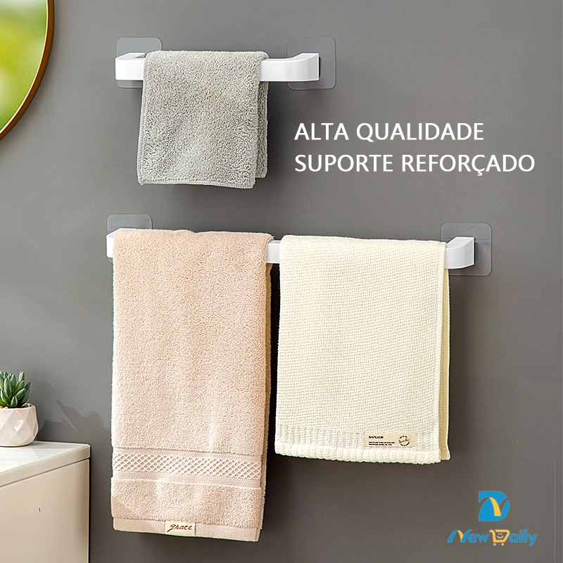 Suporte Adesivo Porta Toalhas Reforçado 46CM Organizador Banheiro Sem Furos Multiuso RY-10/RY-11/RC-03 em Oferta na Shopee