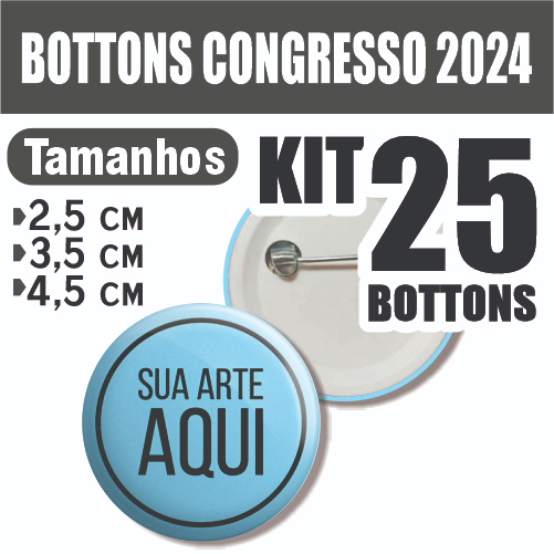 Kit 25 Bottons de2,5 /3,5cm/4,5cm/ Boton (Botom Personalizado) em Oferta na Shopee