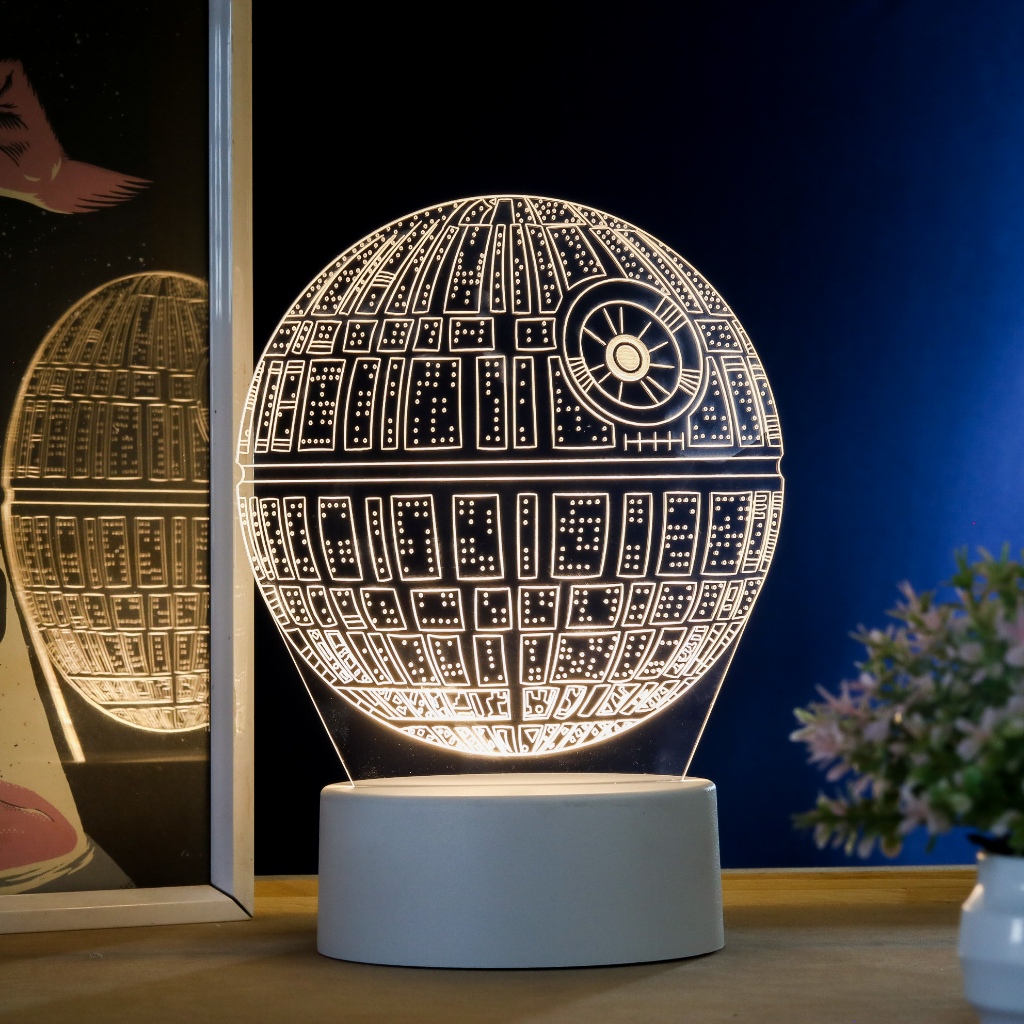 Luminária LED 3D de Mesa / Luz Noturna Presente Criativo / Decoração - Estrela da morte, Star Wars, Estação bélica