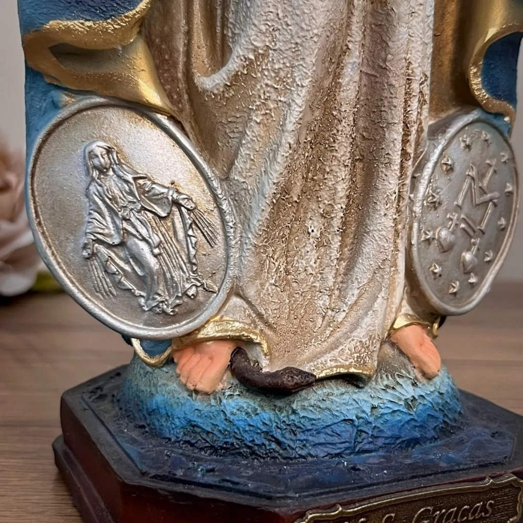 Imagem Nossa Senhora Das Graças da Medalha Milagrosa Barroca Resina Pequena 25 cm — imagem 2 de 2