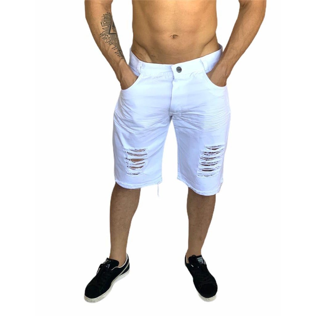 Shorts masculinos Jeans rasgados Estilo fashion masculino em Oferta na Shopee