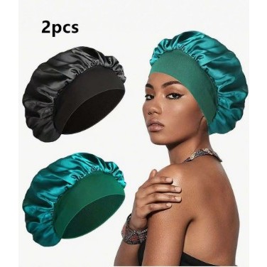 Touca de cetim 2 peças Touca de cabelo cetim Cacheadas Crespo Liso Cabelo Entrelace Tranças em Oferta na Shopee