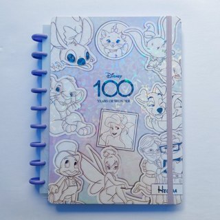 CADERNO DE DISCOS PERSONALIZADO DISNEY 100 B CAPA DURA HOLOGRÁFICO COM ELÁSTICO TAMANHOS P OU MÉDIO