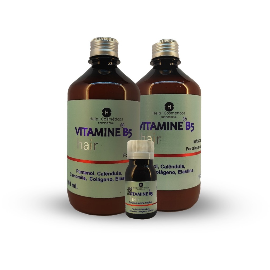 Kit Vitamine B5 Phantenol 3 itens Shampoo + Máscara + Ampola - Força, Brilho, Tratamento Original Help Cosméticos em Oferta na Shopee