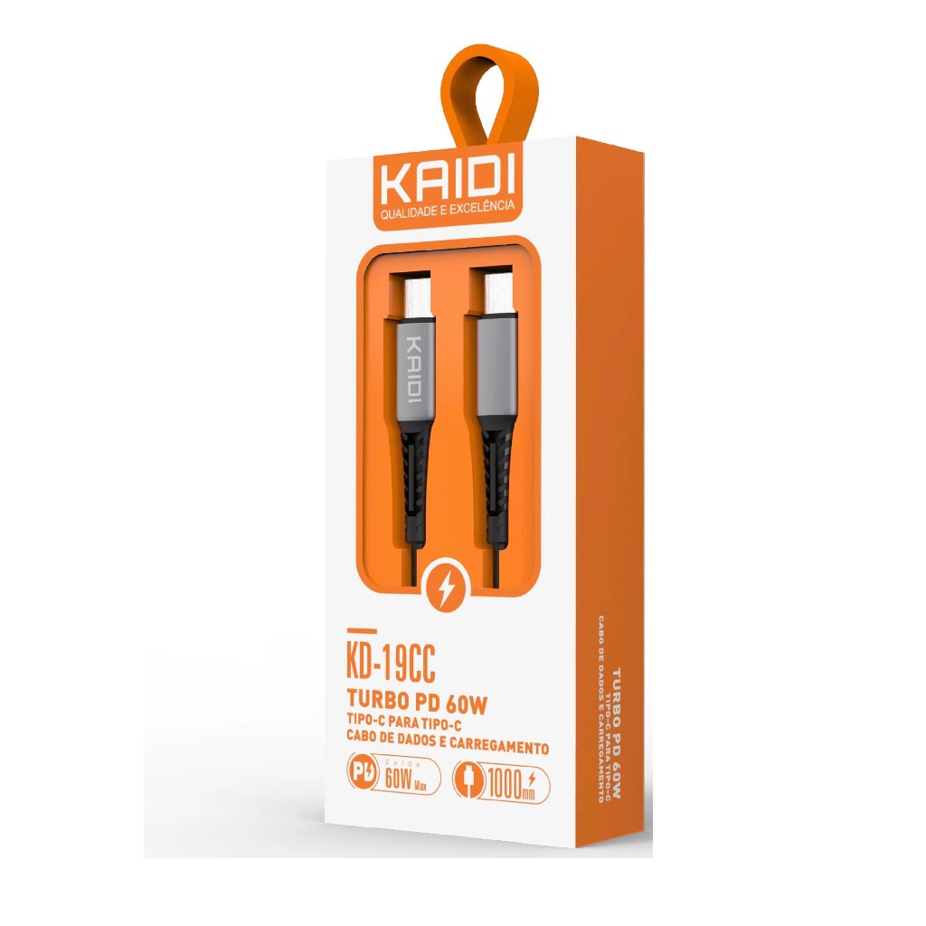 Cabo De  Dados Turbo PD 60W TIPO-C para TIPO-C KAIDI KD 19CC Original em Oferta na Shopee