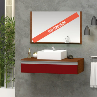 Gabinete banheiro Safira Superior 80 cm MDF com cuba e SEM espelheira em Oferta na Shopee