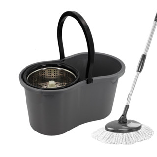 Mop Giratório Inox 9 L Cesto Inox Refil Microfibra Limpeza