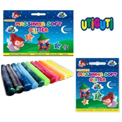 Massinha de Modelar Escolar Soft Glitter Utiguti 6 e 12 Cores - Atóxico