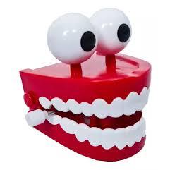 Brinquedo Dentadura Boca Divertida com Dentes e Olhos que se Movem movida à Cor Infantil Colorido.