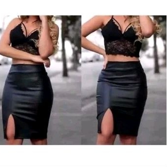 Saia cirrê tipo lápis/secretaria em Oferta na Shopee