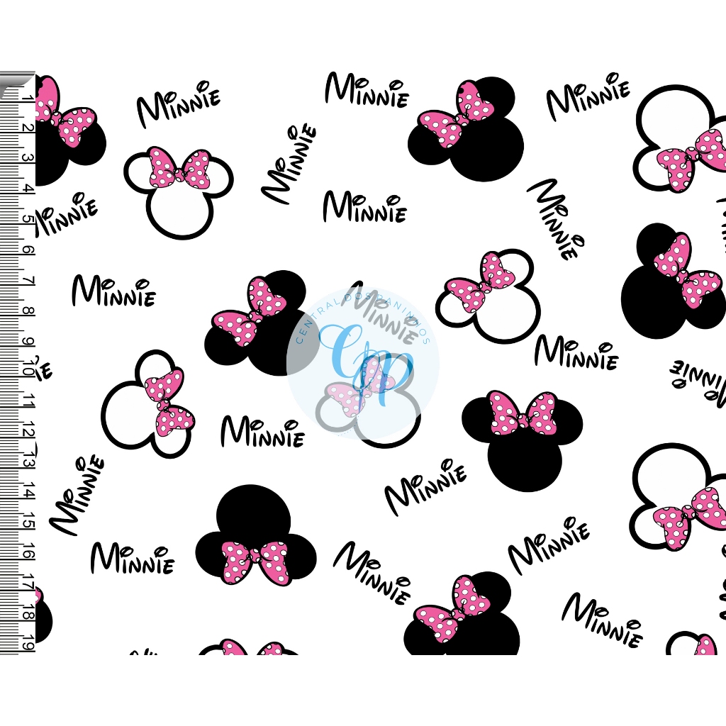 Sintético Doll Estampado - Minnie Head -  0,50 x 1,38